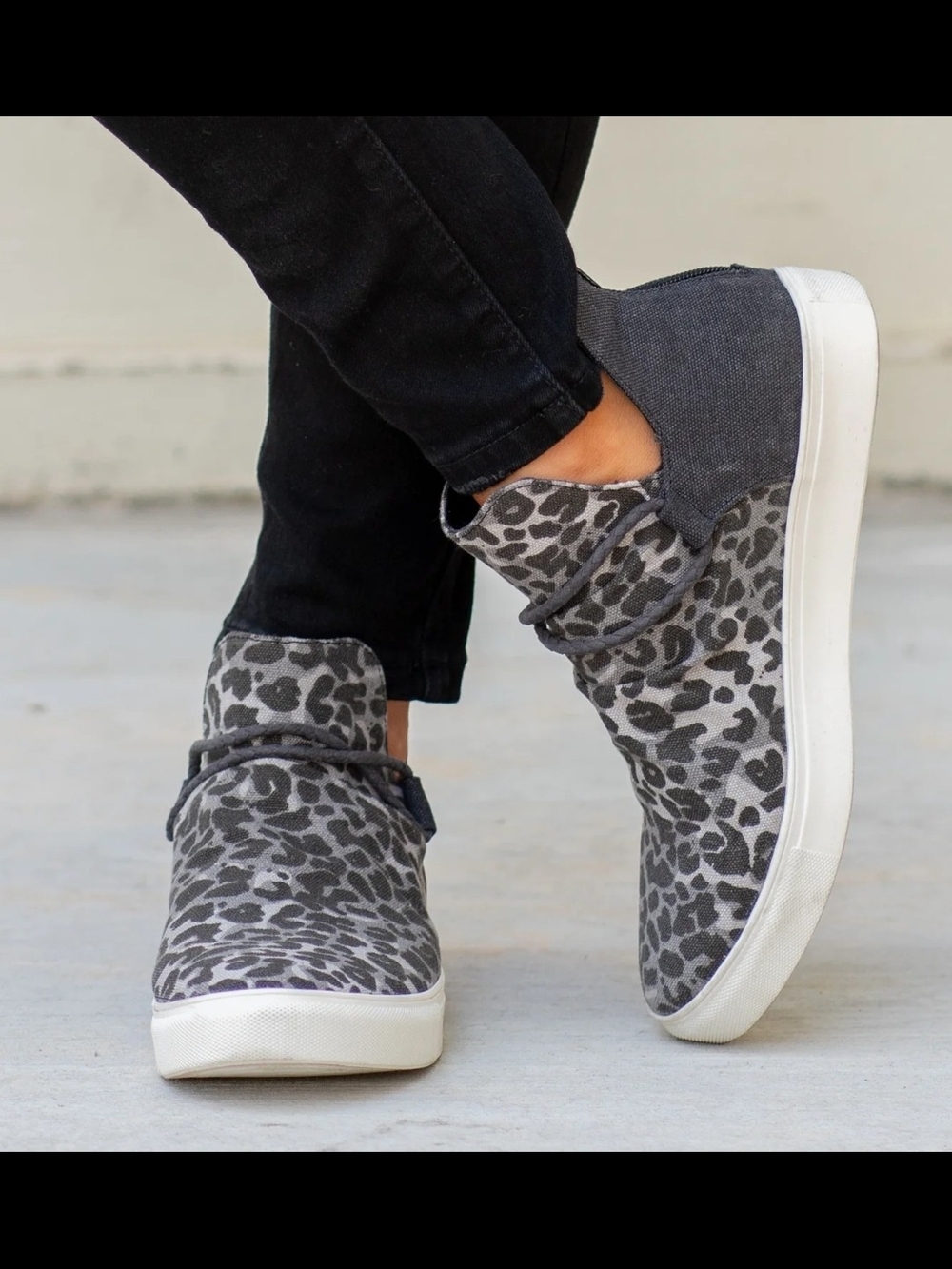 Very G Grey Leopard Print High-Top Slip-On Sneakers
